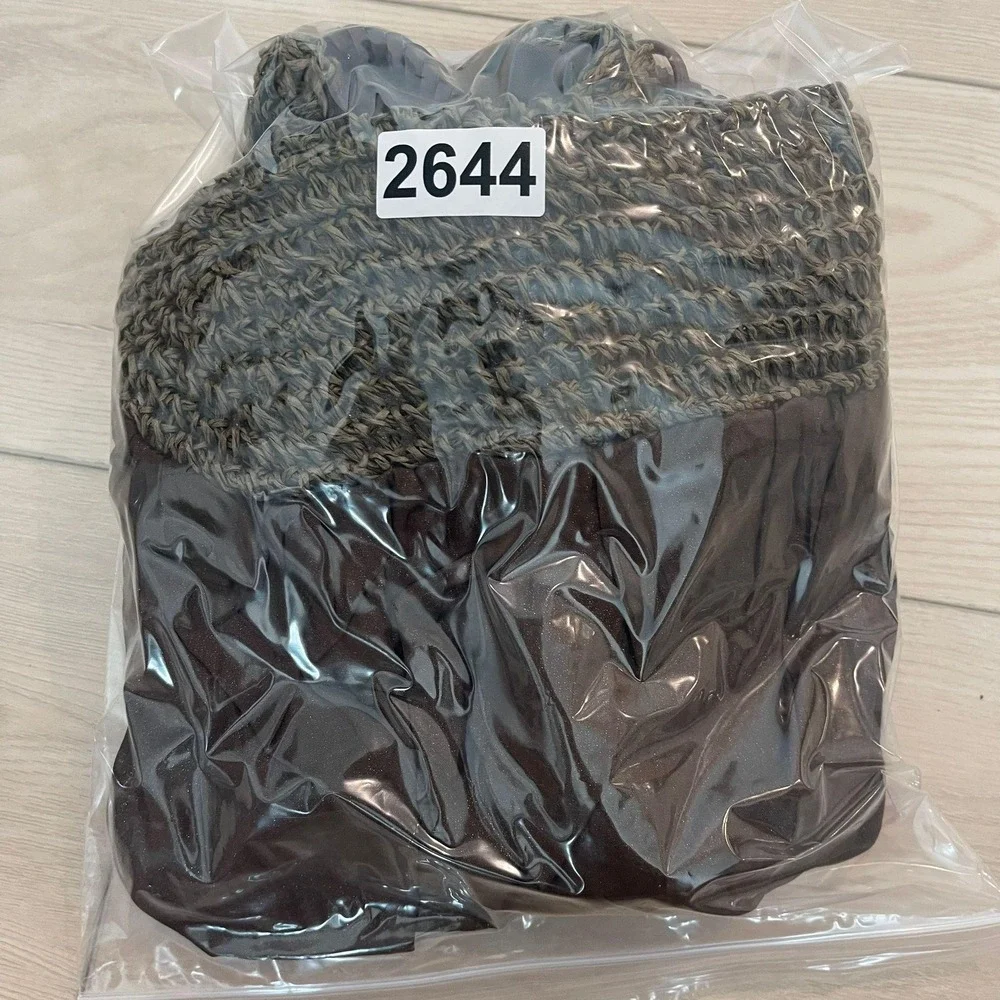 Bohemian Crochet Knit Bag Women Brown Beaded Drawstring Hobo Boho Fairycore Y2k‎